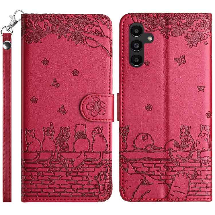 Cat Embossing Pattern Leather Phone Case with Lanyard, For Samsung Galaxy A15, For Samsung Galaxy A54, For Samsung Galaxy A05s, For Samsung Galaxy S23 FE, For Samsung Galaxy S23 Ultra, For Samsung Galaxy S23, For Samsung Galaxy S20 FE                  ...