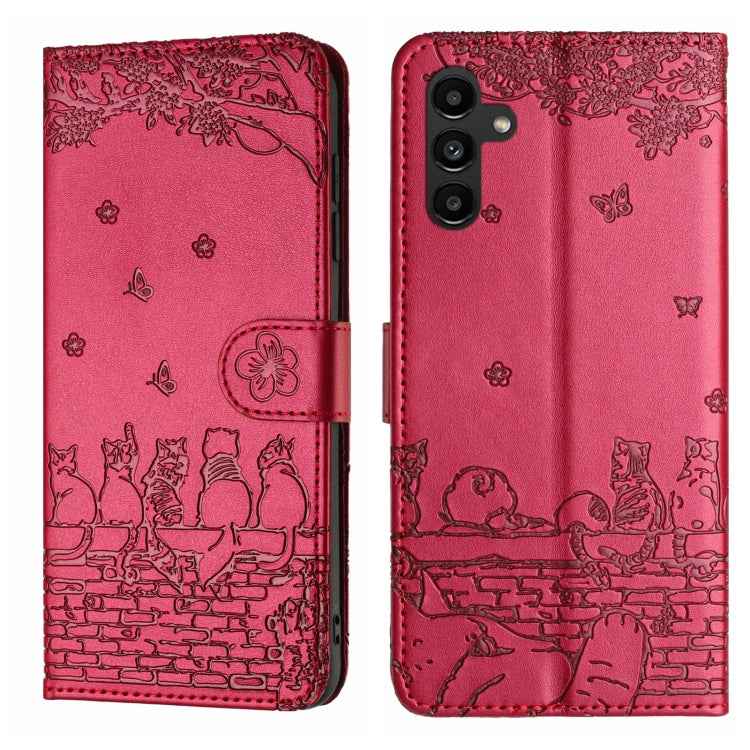 Cat Embossing Pattern Leather Phone Case with Lanyard, For Samsung Galaxy A15, For Samsung Galaxy A54, For Samsung Galaxy A05s, For Samsung Galaxy S23 FE, For Samsung Galaxy S23 Ultra, For Samsung Galaxy S23, For Samsung Galaxy S20 FE                  ...