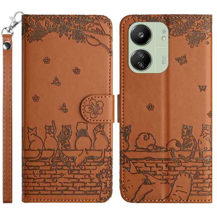 Cat Embossing Pattern Leather Phone Case with Lanyard, For Xiaomi Poco M6 Pro 4G, For Xiaomi Poco C65/Poco M6, For Xiaomi Redmi Note 13 Pro 4G, For Xiaomi Redmi Note 13 4G, For Xiaomi Redmi 13C 4G/5G/13R 5G, For Xiaomi Redmi Note 13 5G                 ...