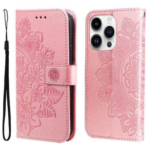 Seven-petal Flowers Embossing Leather Phone Case