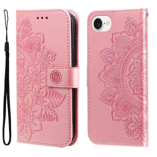 Seven-petal Flowers Embossing Leather Phone Case, For iPhone 17e / 16e, For iPhone 17 Pro Max, For iPhone 17 Pro, For iPhone 17, For iPhone Air, For iPhone 16 Pro Max, For iPhone 16 Pro, For iPhone 16 Plus, For iPhone 16