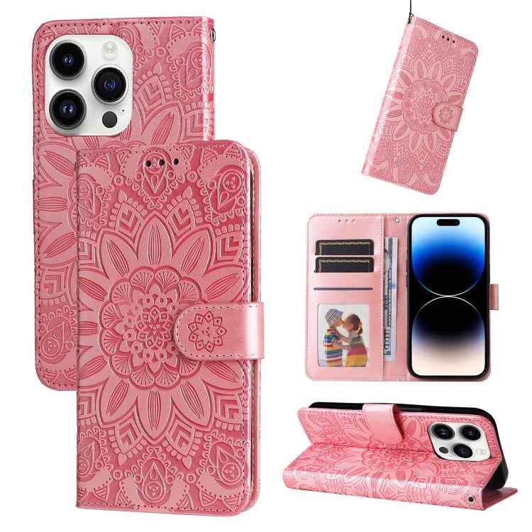 Embossed Sunflower Leather Phone Case, For iPhone 15 Pro Max, For iPhone 15 Pro, For iPhone 15 Plus, For iPhone 15