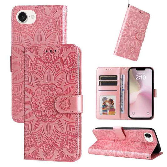 Embossed Sunflower Leather Phone Case, For iPhone 17e / 16e, For iPhone 17 Pro Max, For iPhone 17 Pro, For iPhone 17, For iPhone Air, For iPhone 16 Pro Max, For iPhone 16 Pro, For iPhone 16 Plus, For iPhone 16