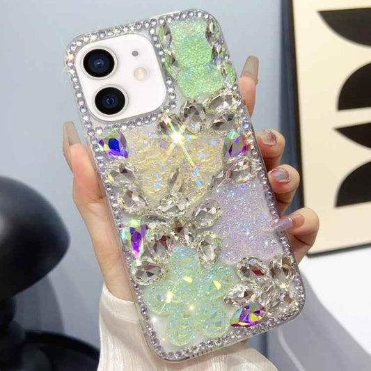 Ice Crystal Bow Knot Full Diamond TPU Phone Case