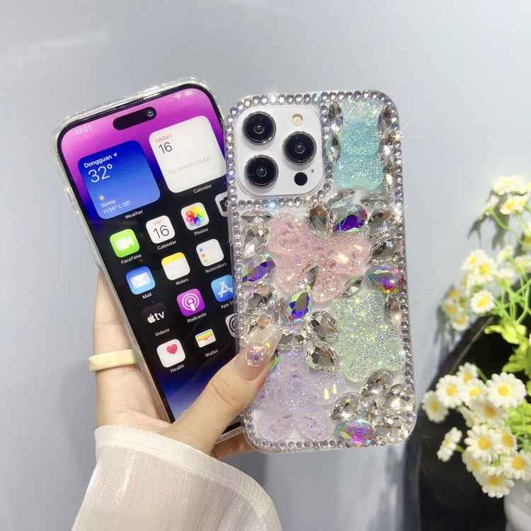 Ice Crystal Bow Knot Full Diamond TPU Phone Case