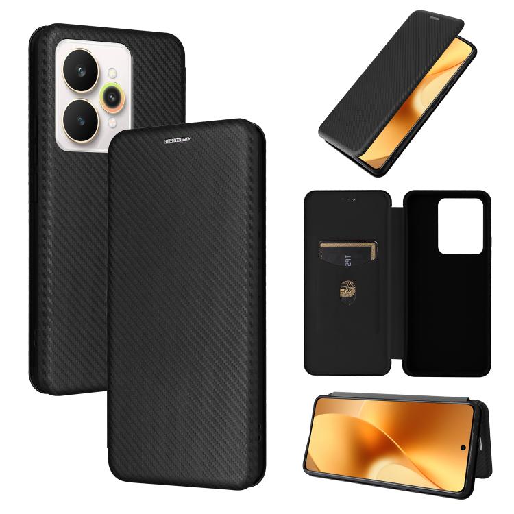 Carbon Fiber Texture Flip Leather Phone Case, For Realme Note 80 4G, For Realme 16 5G, For Realme 16 Pro+ 5G, For Realme 15x 5G India / C85 5G, For Realme C85 Pro 4G, For Realme 15T 5G, For Realme 15 5G / Realme 15 Pro 5G, For Realme GT 7 Global       ...