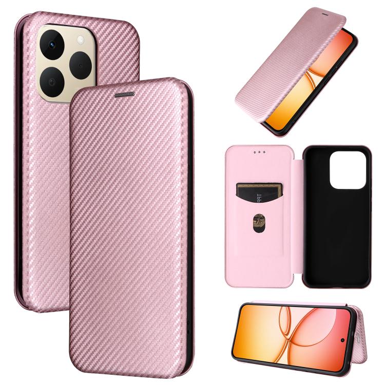 Carbon Fiber Texture Flip Leather Phone Case, For Realme Note 80 4G, For Realme 16 5G, For Realme 16 Pro+ 5G, For Realme 15x 5G India / C85 5G, For Realme C85 Pro 4G, For Realme 15T 5G, For Realme 15 5G / Realme 15 Pro 5G, For Realme GT 7 Global       ...
