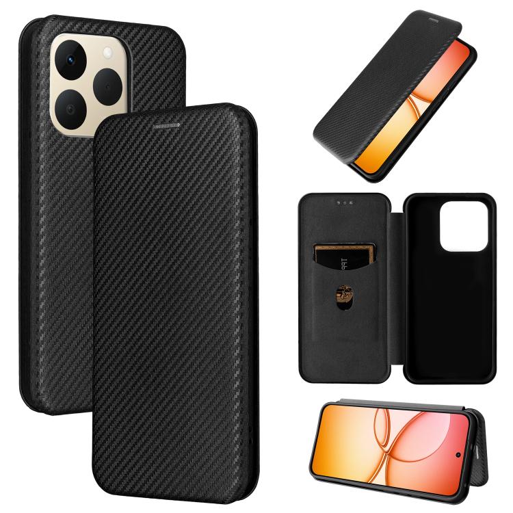 Carbon Fiber Texture Flip Leather Phone Case, For Realme Note 80 4G, For Realme 16 5G, For Realme 16 Pro+ 5G, For Realme 15x 5G India / C85 5G, For Realme C85 Pro 4G, For Realme 15T 5G, For Realme 15 5G / Realme 15 Pro 5G, For Realme GT 7 Global       ...
