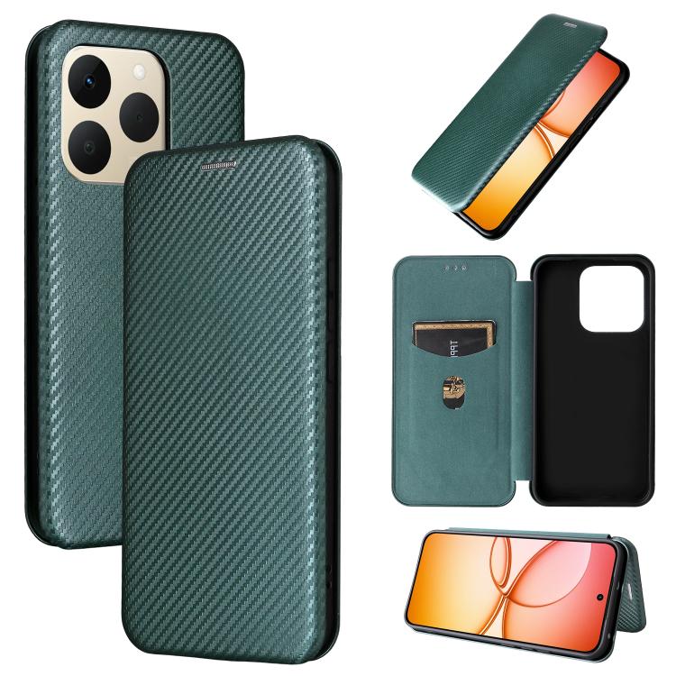 Carbon Fiber Texture Flip Leather Phone Case, For Realme Note 80 4G, For Realme 16 5G, For Realme 16 Pro+ 5G, For Realme 15x 5G India / C85 5G, For Realme C85 Pro 4G, For Realme 15T 5G, For Realme 15 5G / Realme 15 Pro 5G, For Realme GT 7 Global       ...