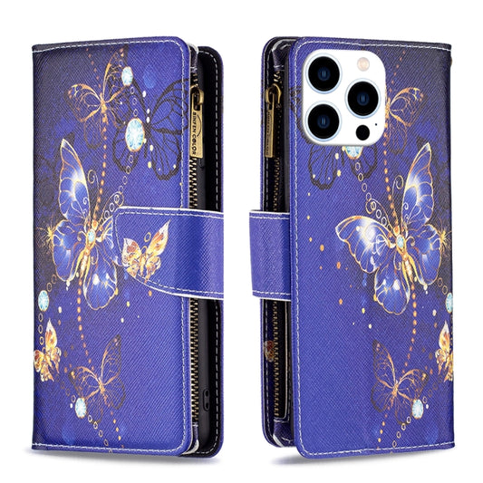 Colored Drawing Pattern Zipper Phone Leather Case, For iPhone 16 Pro Max, For iPhone 16 Pro, For iPhone 16 Plus, For iPhone 16, For iPhone 15 Pro Max, For iPhone 15 Pro