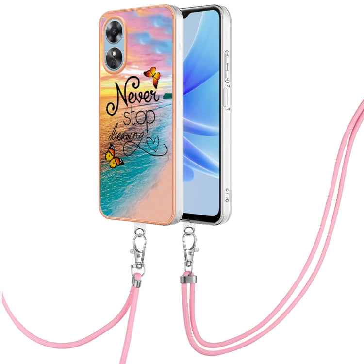 Electroplating IMD TPU Phone Case with Lanyard, For OPPO A98, For OPPO A17, For OPPO A57 4G/A77 5G Taiwan/K10 5G Global, For OPPO A79 5G Global