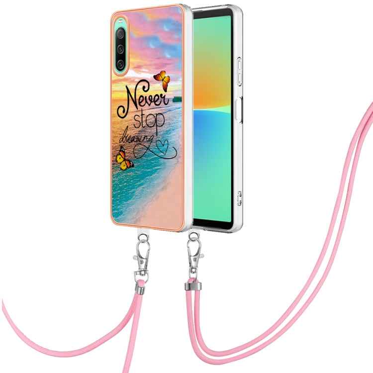 Electroplating IMD TPU Phone Case with Lanyard, For Sony Xperia 5 IV, For Sony Xperia 1 IV, For Sony Xperia 10 IV