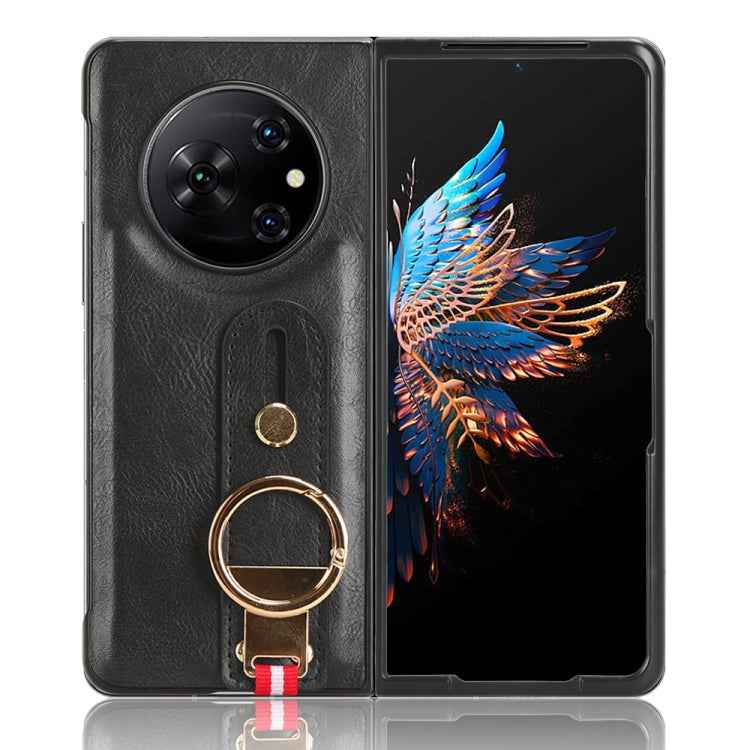Wristband Leather Back Phone Case, For Tecno Phantom V Flip2, For Tecno Phantom V Fold2, For Tecno Phantom V Fold