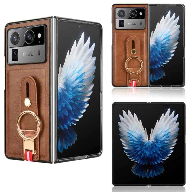Wristband Leather Back Phone Case, For Tecno Phantom V Flip2, For Tecno Phantom V Fold2, For Tecno Phantom V Fold