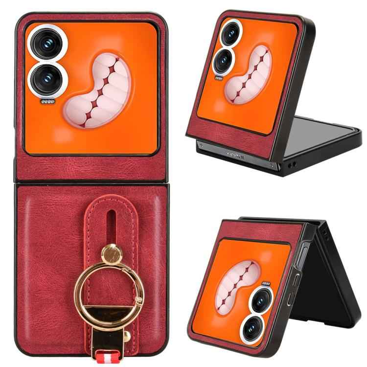 Wristband Leather Back Phone Case, For Tecno Phantom V Flip2, For Tecno Phantom V Fold2, For Tecno Phantom V Fold