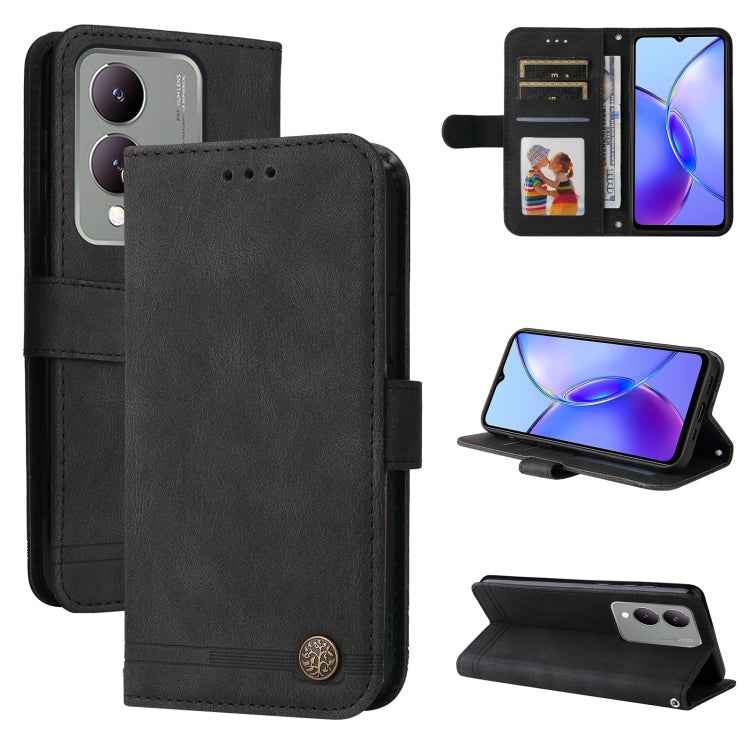 Skin Feel Life Tree Metal Button Leather Phone Case, For vivo X200 Pro, For vivo V40 Lite 4G / 5G IDN, For vivo Y300 Pro, For vivo Y28 4G Global, For vivo Y38 5G / T3x 5G Global, For vivo Y100 5G IDN / Y200e 5G Global, For vivo Y03 4G                  ...