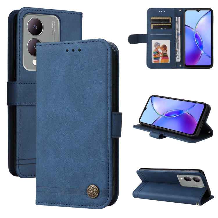 Skin Feel Life Tree Metal Button Leather Phone Case, For vivo X200 Pro, For vivo V40 Lite 4G / 5G IDN, For vivo Y300 Pro, For vivo Y28 4G Global, For vivo Y38 5G / T3x 5G Global, For vivo Y100 5G IDN / Y200e 5G Global, For vivo Y03 4G                  ...