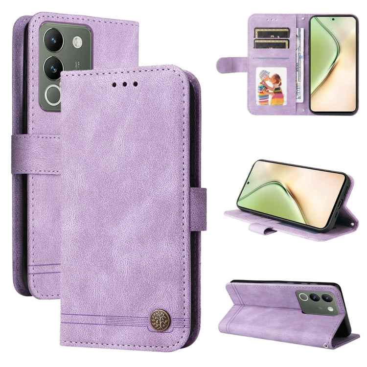 Skin Feel Life Tree Metal Button Leather Phone Case, For vivo X200 Pro, For vivo V40 Lite 4G / 5G IDN, For vivo Y300 Pro, For vivo Y28 4G Global, For vivo Y38 5G / T3x 5G Global, For vivo Y100 5G IDN / Y200e 5G Global, For vivo Y03 4G                  ...