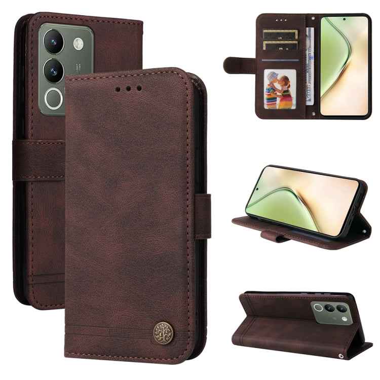 Skin Feel Life Tree Metal Button Leather Phone Case, For vivo X200 Pro, For vivo V40 Lite 4G / 5G IDN, For vivo Y300 Pro, For vivo Y28 4G Global, For vivo Y38 5G / T3x 5G Global, For vivo Y100 5G IDN / Y200e 5G Global, For vivo Y03 4G                  ...