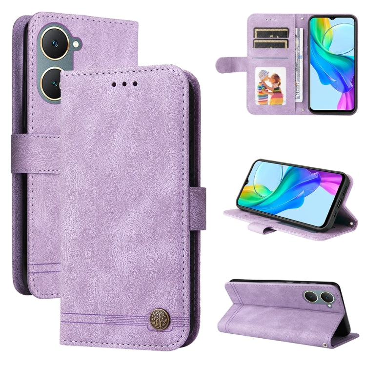 Skin Feel Life Tree Metal Button Leather Phone Case, For vivo Y03 4G, For vivo Y200 / V29e Global, For vivo Y17s, For vivo Y36 4G / 5G Foreign, For vivo Y78 5G Foreign