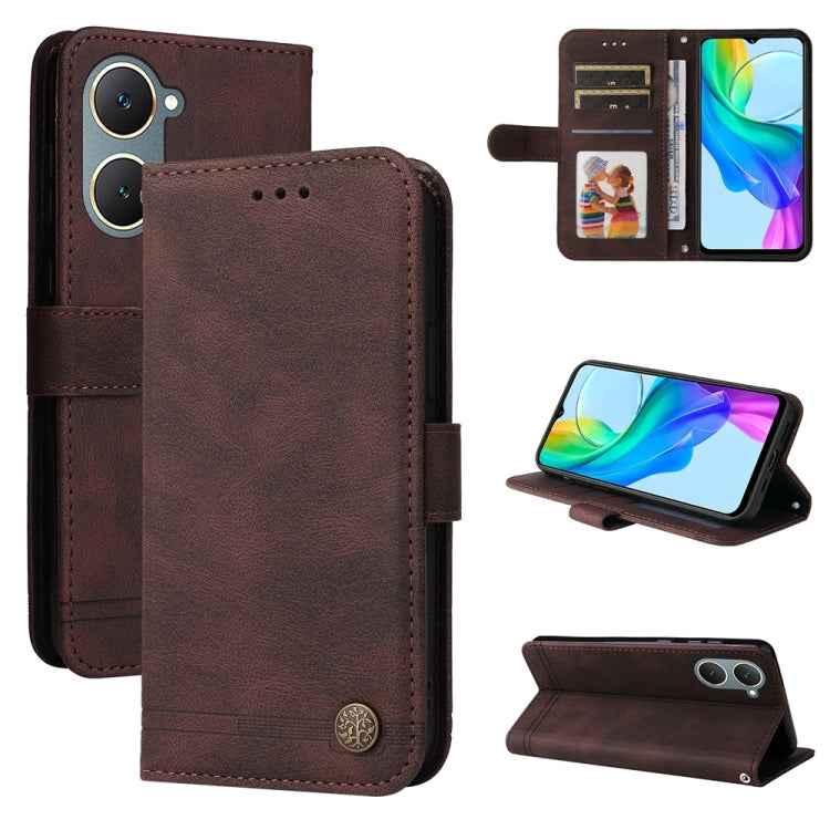 Skin Feel Life Tree Metal Button Leather Phone Case, For vivo X200 Pro, For vivo V40 Lite 4G / 5G IDN, For vivo Y300 Pro, For vivo Y28 4G Global, For vivo Y38 5G / T3x 5G Global, For vivo Y100 5G IDN / Y200e 5G Global, For vivo Y03 4G                  ...