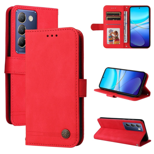 Skin Feel Life Tree Metal Button Leather Phone Case, For vivo Y100 5G IDN / Y200e 5G Global, For vivo Y03 4G, For vivo Y200 / V29e Global, For vivo Y17s, For vivo Y36 4G / 5G Foreign, For vivo Y78 5G Foreign
