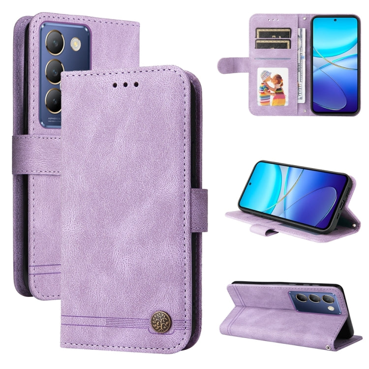 Skin Feel Life Tree Metal Button Leather Phone Case, For vivo Y100 5G IDN / Y200e 5G Global, For vivo Y03 4G, For vivo Y200 / V29e Global, For vivo Y17s, For vivo Y36 4G / 5G Foreign, For vivo Y78 5G Foreign
