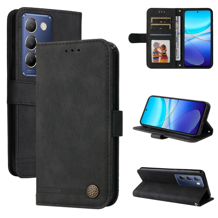 Skin Feel Life Tree Metal Button Leather Phone Case, For vivo Y100 5G IDN / Y200e 5G Global, For vivo Y03 4G, For vivo Y200 / V29e Global, For vivo Y17s, For vivo Y36 4G / 5G Foreign, For vivo Y78 5G Foreign
