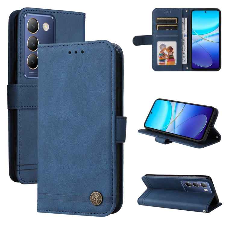 Skin Feel Life Tree Metal Button Leather Phone Case, For vivo X200 Pro, For vivo V40 Lite 4G / 5G IDN, For vivo Y300 Pro, For vivo Y28 4G Global, For vivo Y38 5G / T3x 5G Global, For vivo Y100 5G IDN / Y200e 5G Global, For vivo Y03 4G                  ...