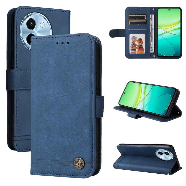 Skin Feel Life Tree Metal Button Leather Phone Case, For vivo X200 Pro, For vivo V40 Lite 4G / 5G IDN, For vivo Y300 Pro, For vivo Y28 4G Global, For vivo Y38 5G / T3x 5G Global, For vivo Y100 5G IDN / Y200e 5G Global, For vivo Y03 4G                  ...