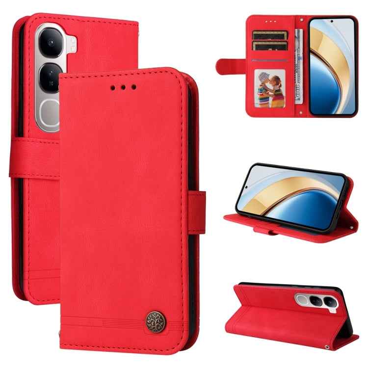 Skin Feel Life Tree Metal Button Leather Phone Case, For vivo X200 Pro, For vivo V40 Lite 4G / 5G IDN, For vivo Y300 Pro, For vivo Y28 4G Global, For vivo Y38 5G / T3x 5G Global, For vivo Y100 5G IDN / Y200e 5G Global, For vivo Y03 4G                  ...