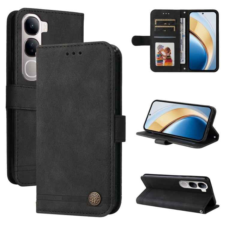 Skin Feel Life Tree Metal Button Leather Phone Case, For vivo X200 Pro, For vivo V40 Lite 4G / 5G IDN, For vivo Y300 Pro, For vivo Y28 4G Global, For vivo Y38 5G / T3x 5G Global, For vivo Y100 5G IDN / Y200e 5G Global, For vivo Y03 4G                  ...