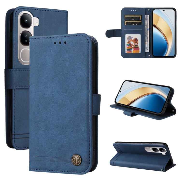 Skin Feel Life Tree Metal Button Leather Phone Case, For vivo X200 Pro, For vivo V40 Lite 4G / 5G IDN, For vivo Y300 Pro, For vivo Y28 4G Global, For vivo Y38 5G / T3x 5G Global, For vivo Y100 5G IDN / Y200e 5G Global, For vivo Y03 4G                  ...