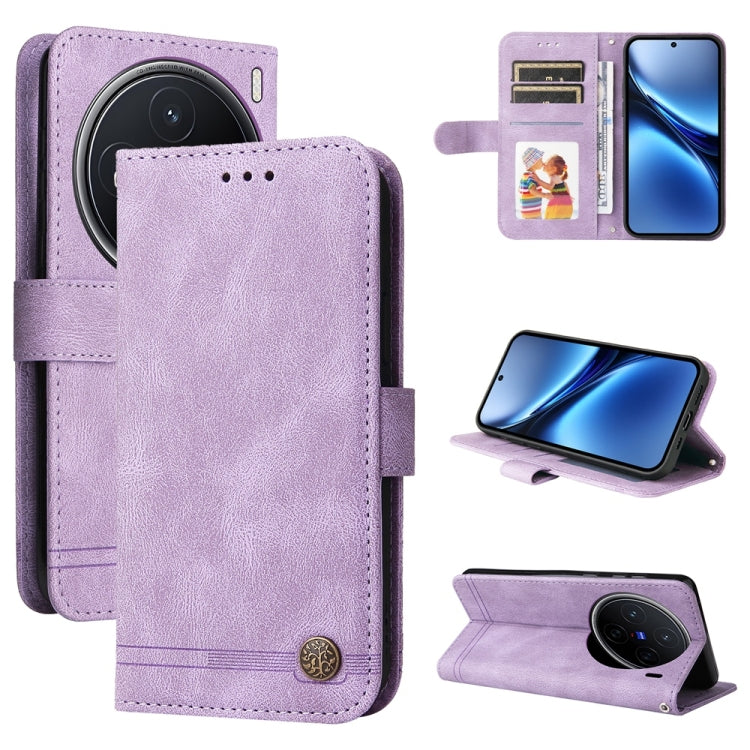 Skin Feel Life Tree Metal Button Leather Phone Case, For vivo S20 Pro, For vivo Y19s, For vivo X200, For vivo X200 Pro mini, For vivo X200 Pro, For vivo V40 Lite 4G / 5G IDN, For vivo Y300 Pro, For vivo Y28 4G Global, For vivo Y38 5G / T3x 5G Global