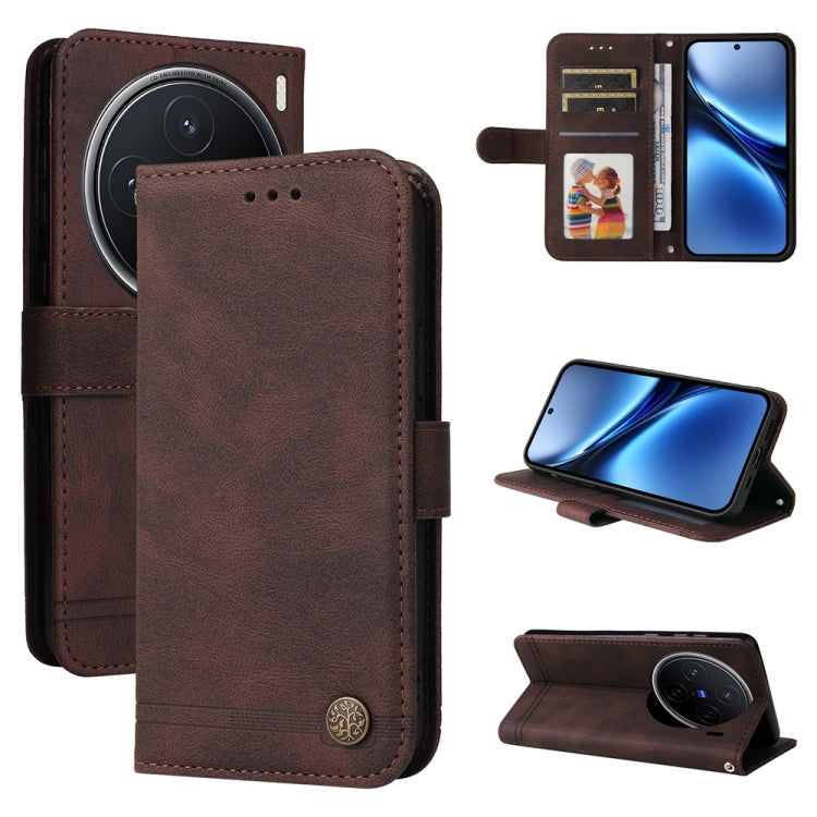 Skin Feel Life Tree Metal Button Leather Phone Case, For vivo S20 Pro, For vivo Y19s, For vivo X200, For vivo X200 Pro mini, For vivo X200 Pro, For vivo V40 Lite 4G / 5G IDN, For vivo Y300 Pro, For vivo Y28 4G Global, For vivo Y38 5G / T3x 5G Global