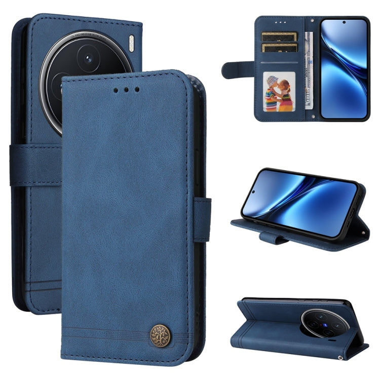 Skin Feel Life Tree Metal Button Leather Phone Case, For vivo S20 Pro, For vivo Y19s, For vivo X200, For vivo X200 Pro mini, For vivo X200 Pro, For vivo V40 Lite 4G / 5G IDN, For vivo Y300 Pro, For vivo Y28 4G Global, For vivo Y38 5G / T3x 5G Global