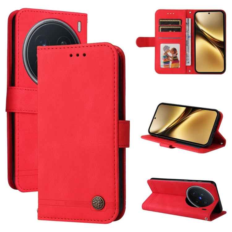 Skin Feel Life Tree Metal Button Leather Phone Case, For vivo X200 Pro, For vivo V40 Lite 4G / 5G IDN, For vivo Y300 Pro, For vivo Y28 4G Global, For vivo Y38 5G / T3x 5G Global, For vivo Y100 5G IDN / Y200e 5G Global, For vivo Y03 4G                  ...