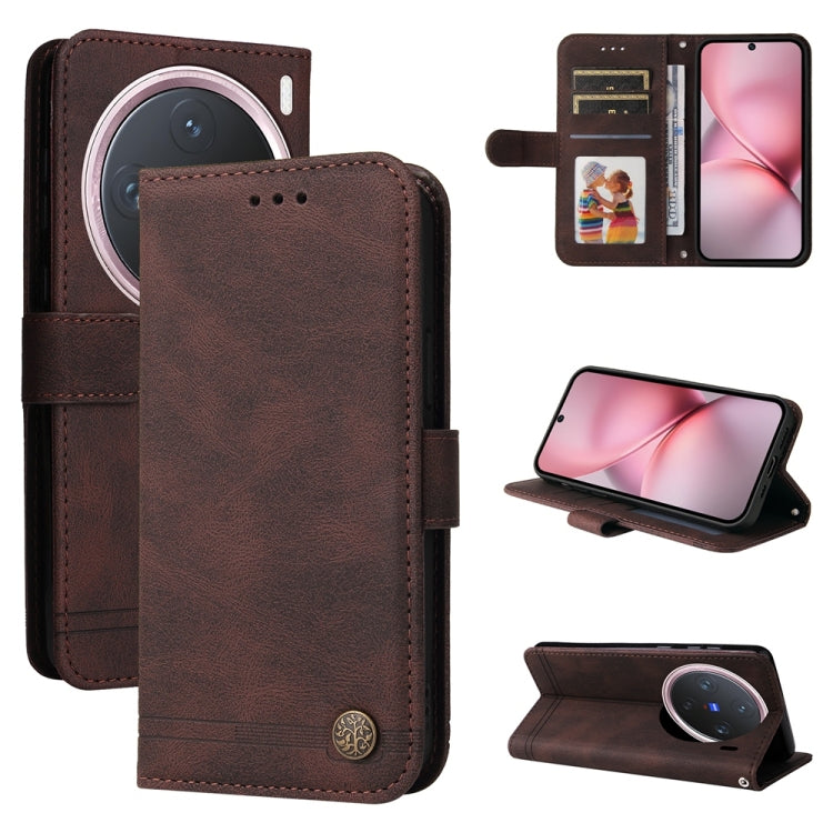 Skin Feel Life Tree Metal Button Leather Phone Case, For vivo S20 Pro, For vivo Y19s, For vivo X200, For vivo X200 Pro mini, For vivo X200 Pro, For vivo V40 Lite 4G / 5G IDN, For vivo Y300 Pro, For vivo Y28 4G Global, For vivo Y38 5G / T3x 5G Global