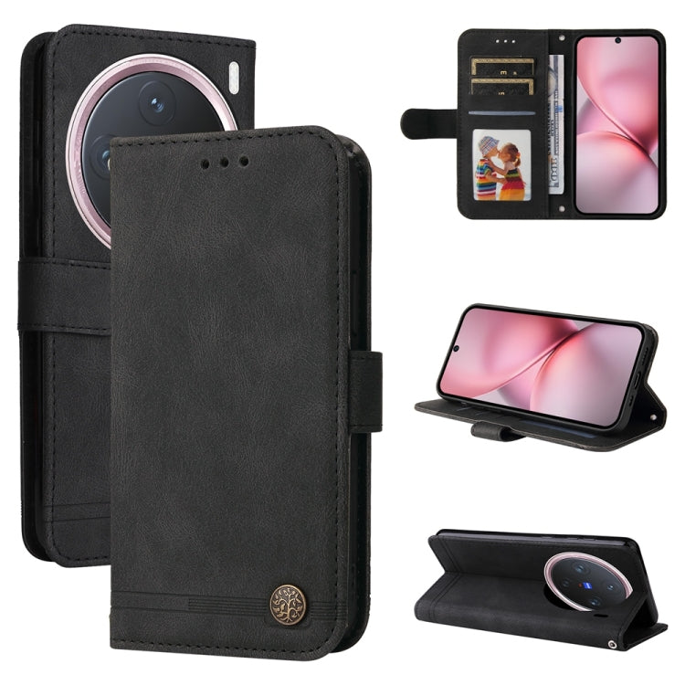 Skin Feel Life Tree Metal Button Leather Phone Case, For vivo S20 Pro, For vivo Y19s, For vivo X200, For vivo X200 Pro mini, For vivo X200 Pro, For vivo V40 Lite 4G / 5G IDN, For vivo Y300 Pro, For vivo Y28 4G Global, For vivo Y38 5G / T3x 5G Global