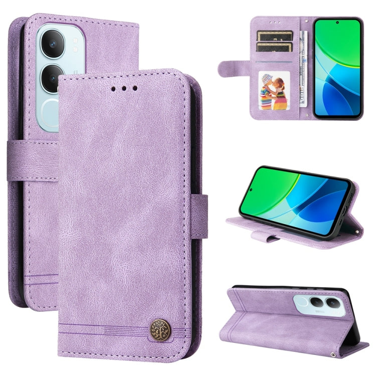 Skin Feel Life Tree Metal Button Leather Phone Case, For vivo S20 Pro, For vivo Y19s, For vivo X200, For vivo X200 Pro mini, For vivo X200 Pro, For vivo V40 Lite 4G / 5G IDN, For vivo Y300 Pro, For vivo Y28 4G Global, For vivo Y38 5G / T3x 5G Global