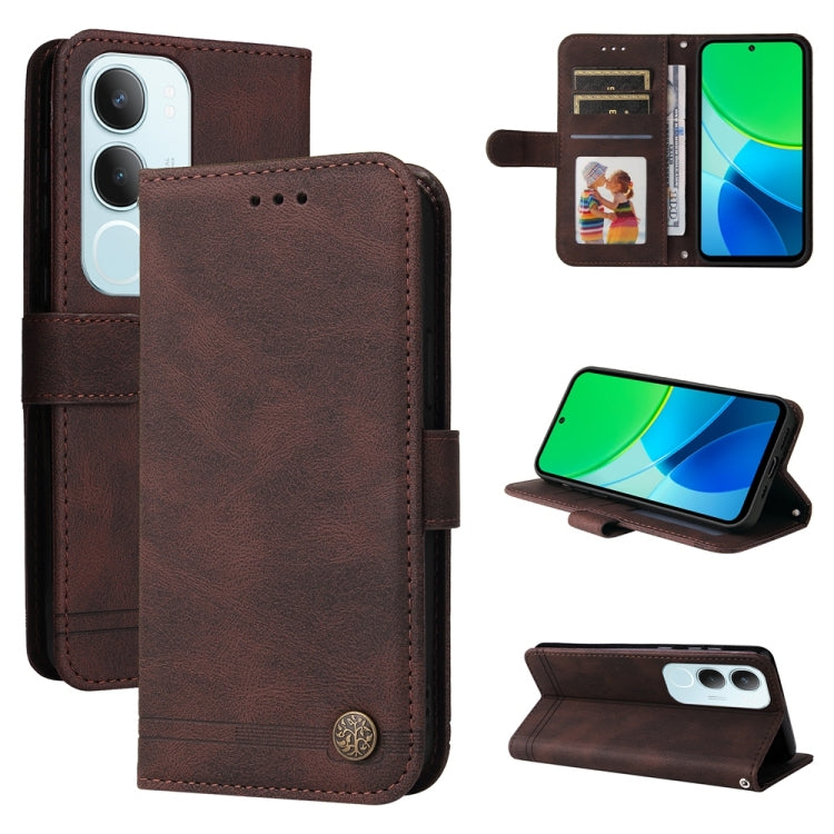Skin Feel Life Tree Metal Button Leather Phone Case, For vivo S20 Pro, For vivo Y19s, For vivo X200, For vivo X200 Pro mini, For vivo X200 Pro, For vivo V40 Lite 4G / 5G IDN, For vivo Y300 Pro, For vivo Y28 4G Global, For vivo Y38 5G / T3x 5G Global