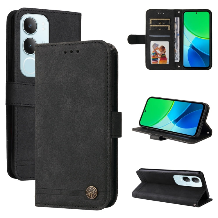 Skin Feel Life Tree Metal Button Leather Phone Case, For vivo S20 Pro, For vivo Y19s, For vivo X200, For vivo X200 Pro mini, For vivo X200 Pro, For vivo V40 Lite 4G / 5G IDN, For vivo Y300 Pro, For vivo Y28 4G Global, For vivo Y38 5G / T3x 5G Global