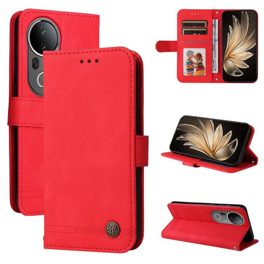 Skin Feel Life Tree Metal Button Leather Phone Case, For vivo S20 Pro, For vivo Y19s, For vivo X200, For vivo X200 Pro mini, For vivo X200 Pro, For vivo V40 Lite 4G / 5G IDN, For vivo Y300 Pro, For vivo Y28 4G Global, For vivo Y38 5G / T3x 5G Global