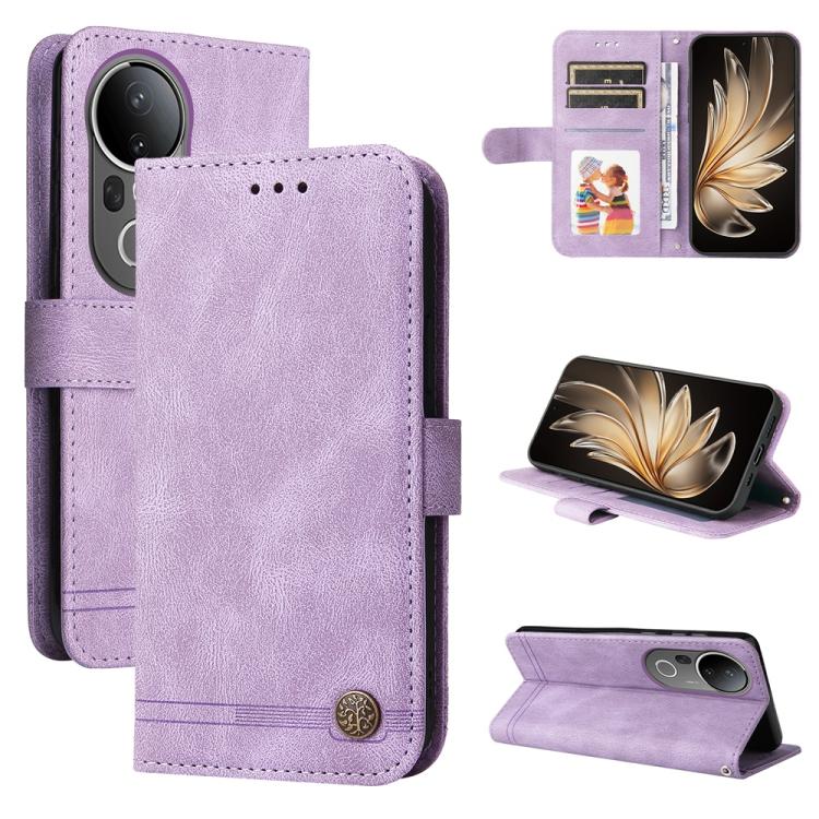 Skin Feel Life Tree Metal Button Leather Phone Case, For vivo S20 Pro, For vivo Y19s, For vivo X200, For vivo X200 Pro mini, For vivo X200 Pro, For vivo V40 Lite 4G / 5G IDN, For vivo Y300 Pro, For vivo Y28 4G Global, For vivo Y38 5G / T3x 5G Global