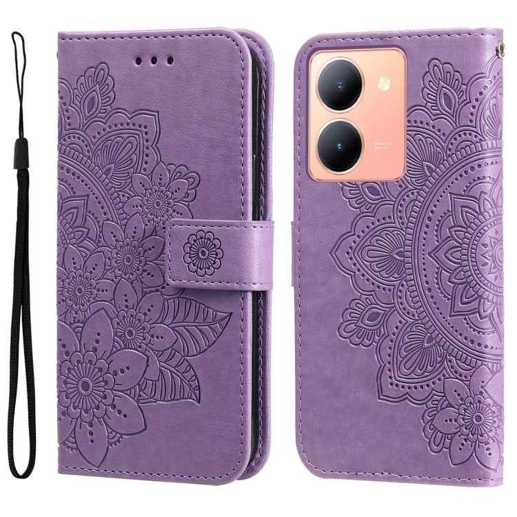Seven-petal Flowers Embossing Leather Phone Case, For vivo Y36 4G / 5G Foreign, For vivo Y78 5G Foreign