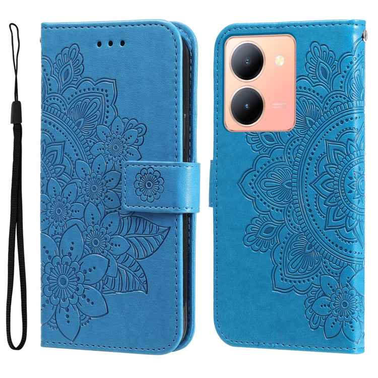 Seven-petal Flowers Embossing Leather Phone Case, For vivo Y36 4G / 5G Foreign, For vivo Y78 5G Foreign