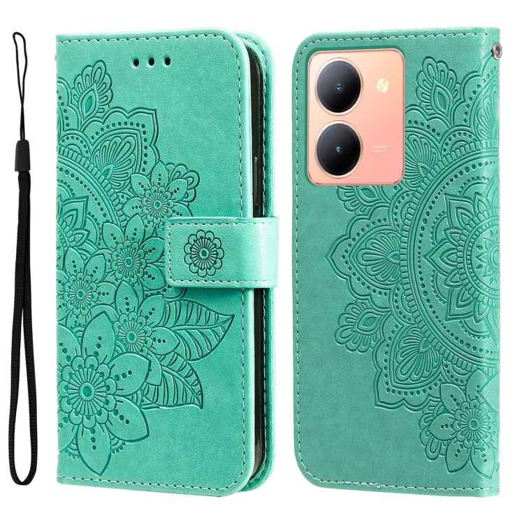 Seven-petal Flowers Embossing Leather Phone Case, For vivo Y36 4G / 5G Foreign, For vivo Y78 5G Foreign