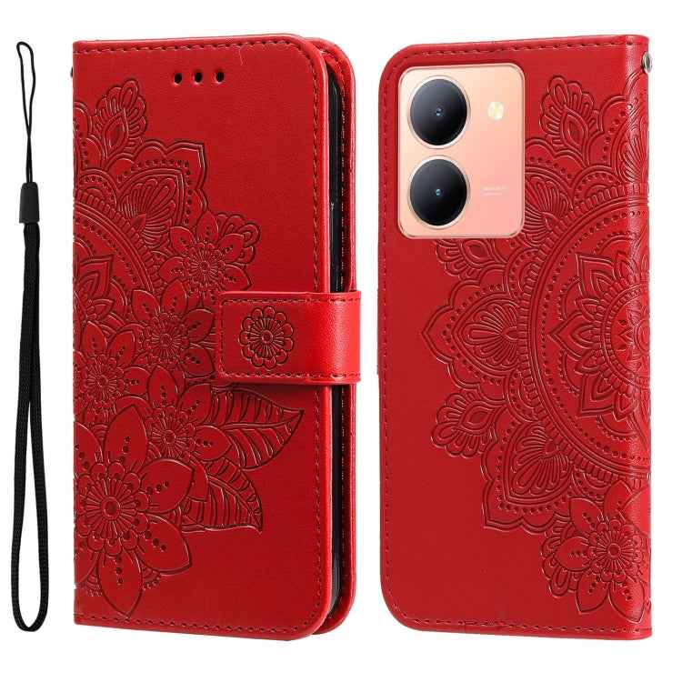 Seven-petal Flowers Embossing Leather Phone Case, For vivo Y36 4G / 5G Foreign, For vivo Y78 5G Foreign