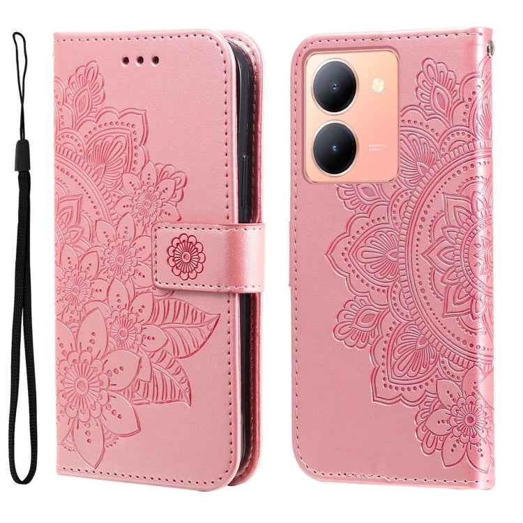 Seven-petal Flowers Embossing Leather Phone Case, For vivo Y36 4G / 5G Foreign, For vivo Y78 5G Foreign