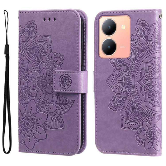 Seven-petal Flowers Embossing Leather Phone Case, For vivo Y36 4G / 5G Foreign, For vivo Y78 5G Foreign